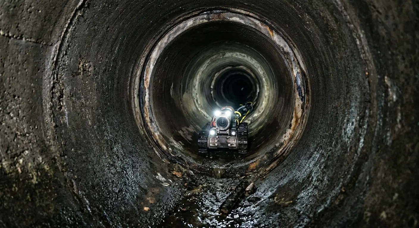 Robotic sewer camera inspecting pipe interior for Sewer Line Cleaning in Skokie